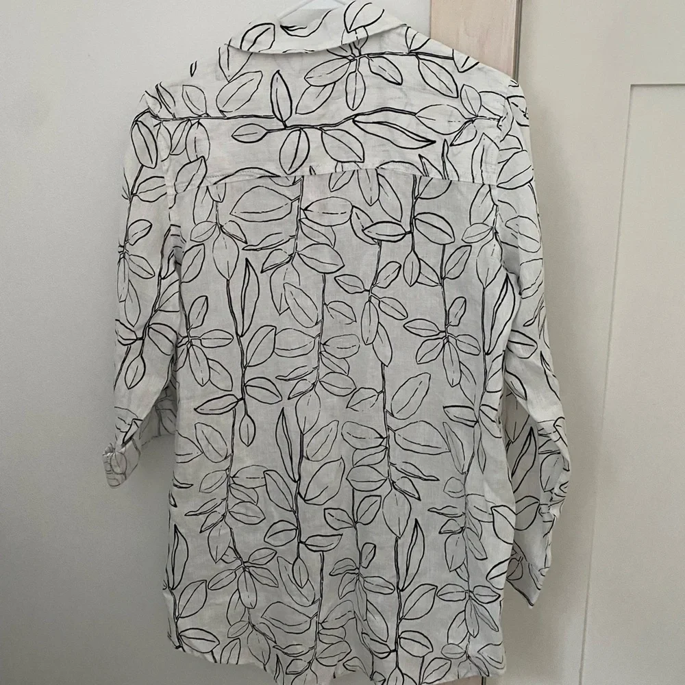 NWT Cynthia Rowley Leaf Print Linen Shirt Sz. S - Picture 3 of 4